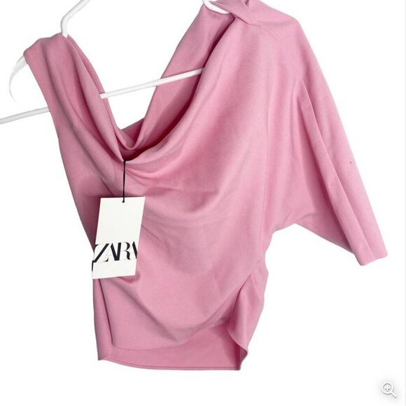 ZARA Soft Pink Asymmetrical Top Size MEDIUM NEW WITH TAG! - Picture 5 of 6
